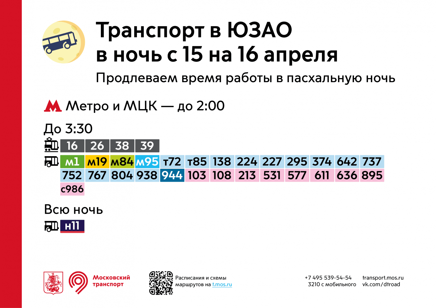 За Калужской заставой - Работу транспорта в ЮЗАО продлят в ночь на Пасху