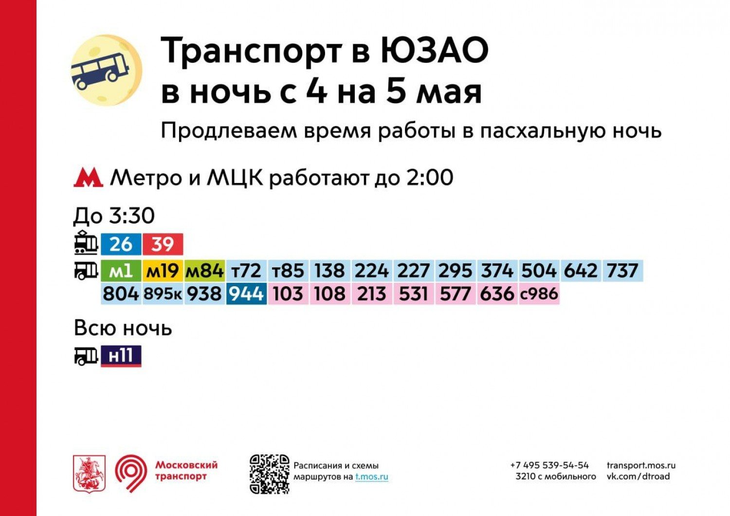 За Калужской заставой - Работу общественного транспорта в ЮЗАО продлят в  пасхальную ночь