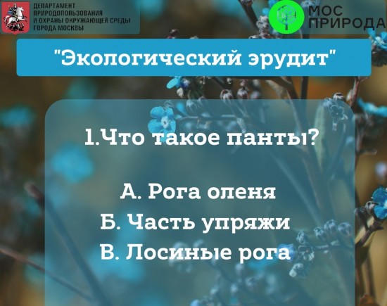 ДПТ «Тропарево» и «Теплый Стан» приглашают принять участие в онлайн-викторине  «Экологический эрудит»