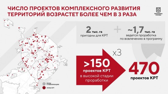 Собянин: В Москве будет прорабатываться 470 проектов комплексного развития территорий