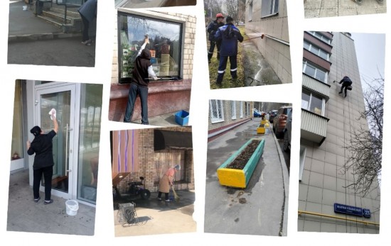 В Ломоносовском районе рабочие приступили к промывке фасадов и ремонту входных групп