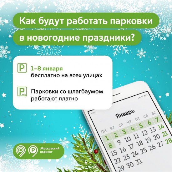 Собянин: В новогодние праздники парковка в Москве будет бесплатной