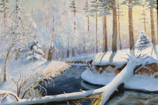 В библиотеке №196 проходит зимняя выставка-продажа картин художника Геннадия Столярова