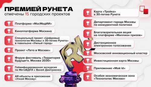 Сергей Собянин назвал московские проекты, получившие премии Рунета в этом году