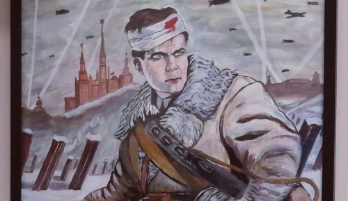 В библиотеке №196 открыта выставка картин, посвященная подвигу 329-го зенитно-артиллерийского полка