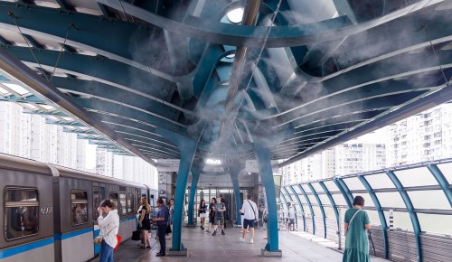 На станции «Улица Скобелевская» тестируют систему туманообразования для охлаждения воздуха