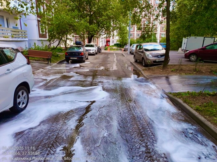 В Ломоносовском районе провели масштабную промывку дворов