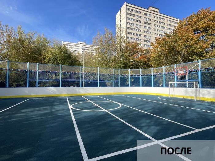 В Гагаринском районе завершили благоустройство спортивной площадки