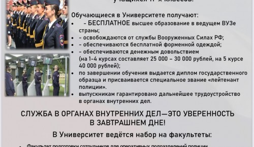 Дни открытых дверей в феврале и марте 2026 года в Московском университете МВД России имени В.Я. Кикотя