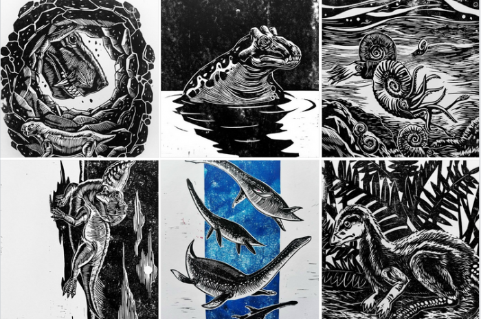 Дарвиновский музей пополнился линогравюрами с динозаврами