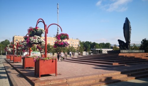 На площади возле станции метро «Академическая» установили новые вертикальные клумбы