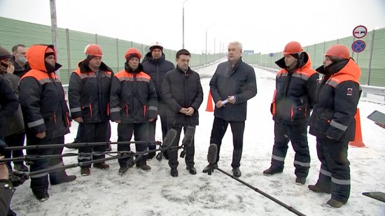 Собянин открыл новый путепровод на Белорусском направлении МЖД