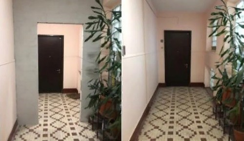 Житель дома на Ленинском проспекте разобрал незаконную перегородку в приквартирном холле
