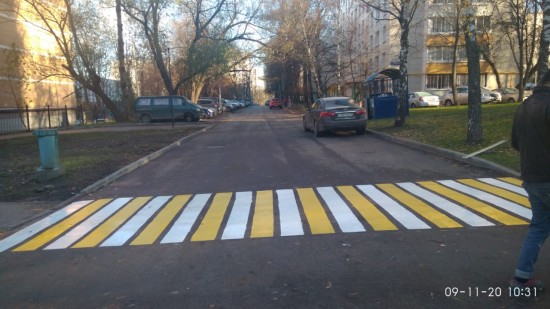 В районе сквера «Беляево-Богородское» нанесли новую разметку