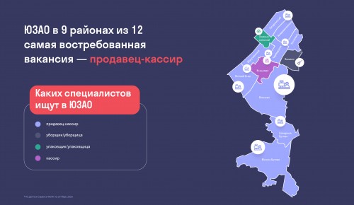 Вакансия продавца-кассира оказалась наиболее востребованной в Обручевском районе