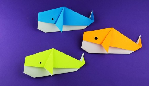 Библиотека №196 опубликовала мастер-класс по изготовлению кита в технике оригами 