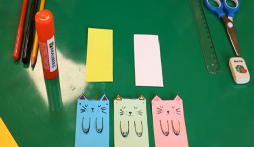 В библиотеке № 196 прошел онлайн-мастер-класс по созданию закладки «котик»