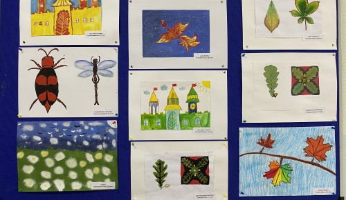 В школе №1355 открылась детская выставка "Мы рисуем"